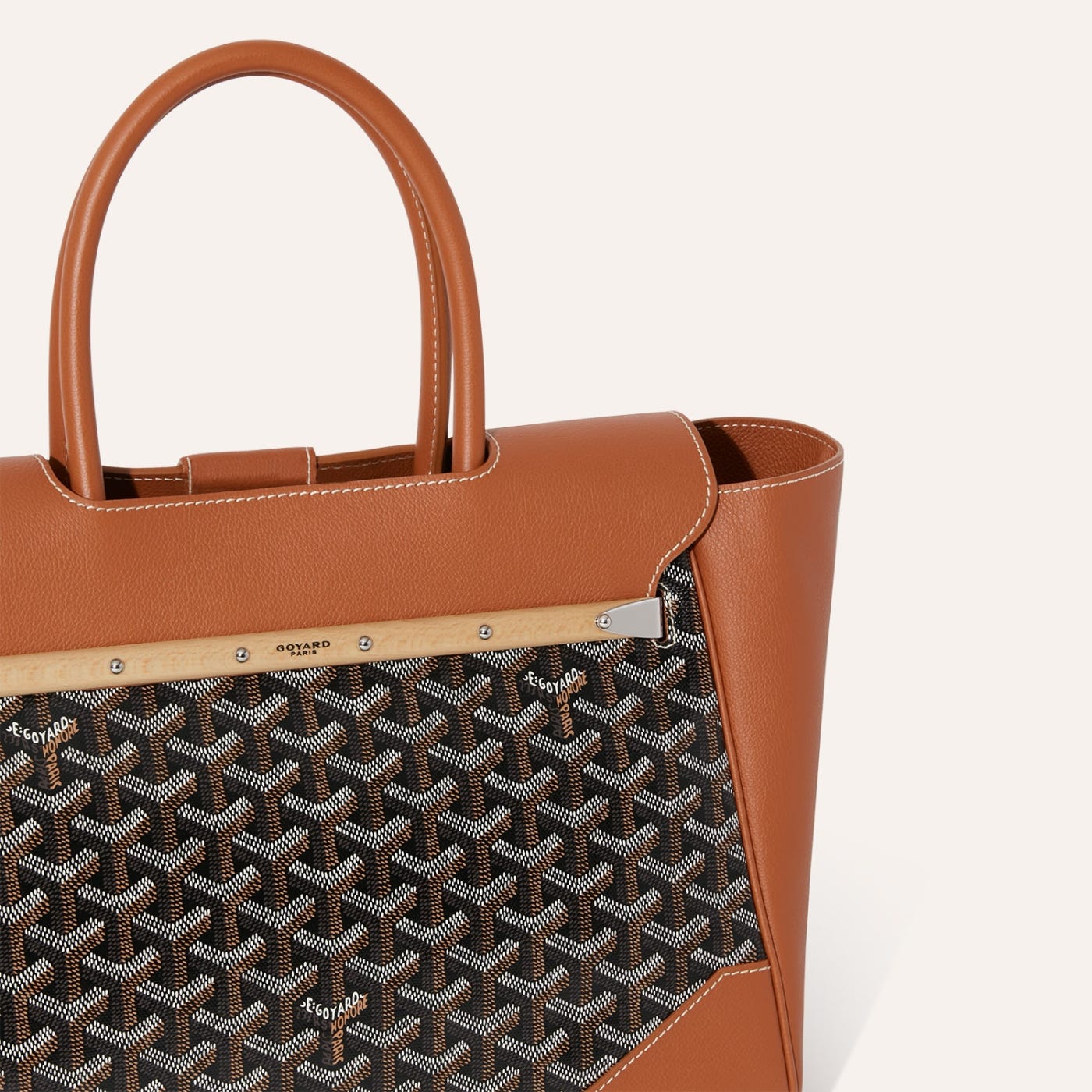 Goyard Saigon Tote Black & Brown Goyardine Canvas Palladium Hardware - Image 6